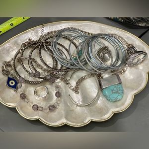 Silver jewelry set! 9 notable pieces plus countless bangles and knuckle rings.